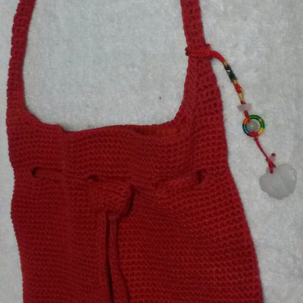 Small Red Crochet Bag Purse Handbag